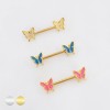 SPARKLING BUTTERFLY GLITTER CHARM NIPPLE RING 316L SURGICAL STEEL